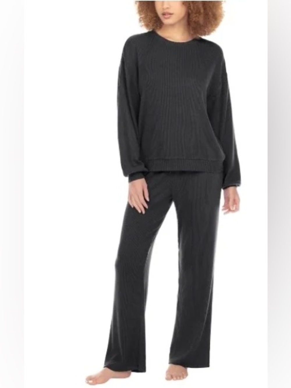 Honeydew Intimates Ribbed Lounge Set - Long Sleeve Top & Wide Leg Pants
